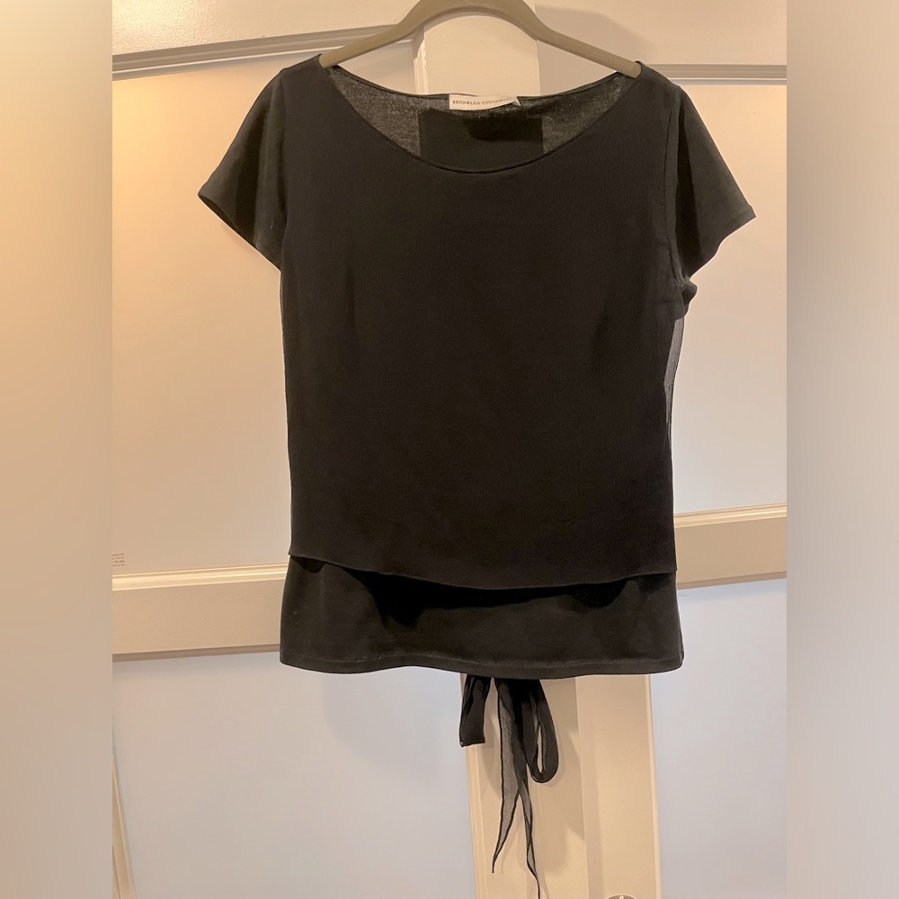 Brunello Cucinelli layered silk/cotton tee, fits like M/L